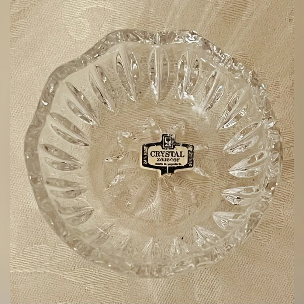 Vintage Crystal Zajecar Yugoslavia 24% Lead Crystal Bowls Set of 2